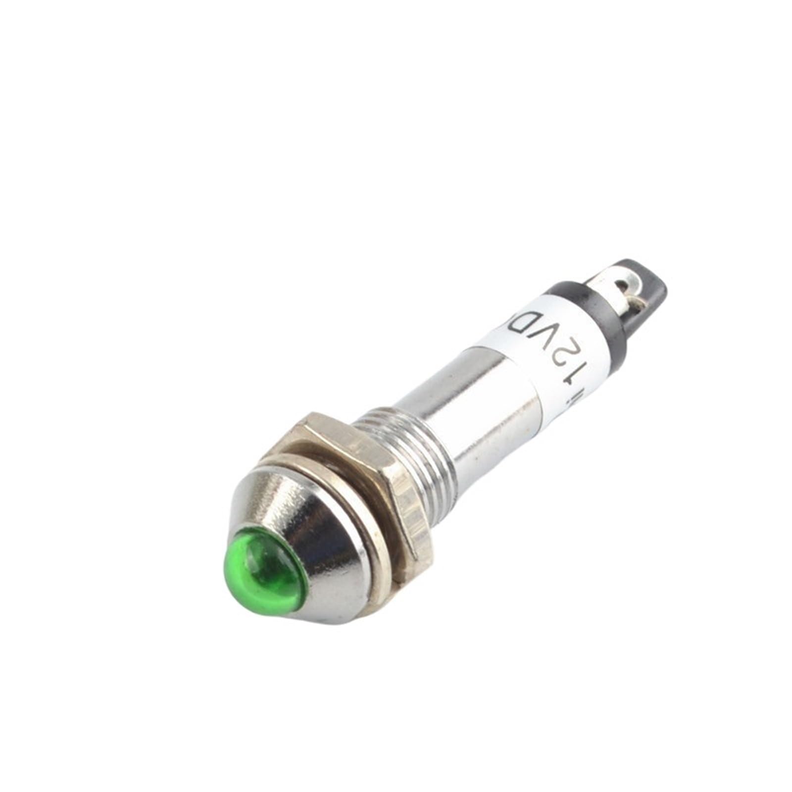 1/5/10 unidades de luz de señalización LED de trabajo pequeña de metal de 8 mm XD8-2 redonda de cobre, luz azul, blanca, roja, verde y amarilla, 12 V, 24 V, 220 V(Green,5pcs,220V)