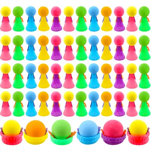 Cagemoga 54 Pieces Jumping Spring Toys Colorful Cute Popper Spring Launcher Toys Pop Up Bouncy Spring Toys for Kids Classroom Reward Prizes Goodie Bag Stuffers Birthday Party Favors, Random Color