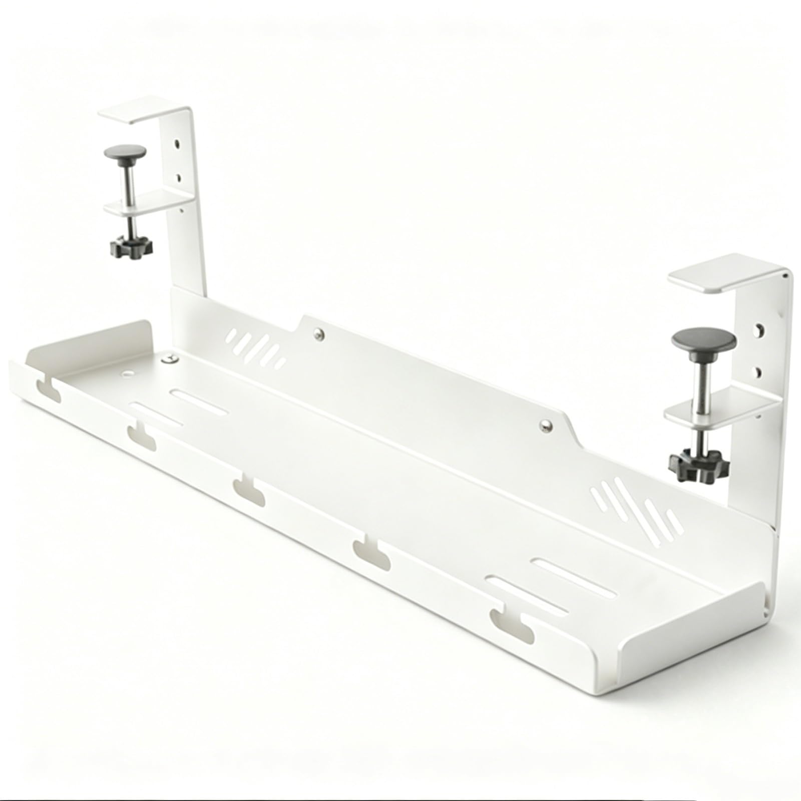 Organizer Kabli Pod Biurko Bez Wiercenia, Zarządzanie Kabli do Gaming Desk i Home Office, Pasuje do 1-4,5cm(White)