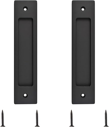 Tiradores rectangulares empotrados para puerta corredera, 2 tiradores de aleación de aluminio negros para puerta de armario con tornillos de montaje