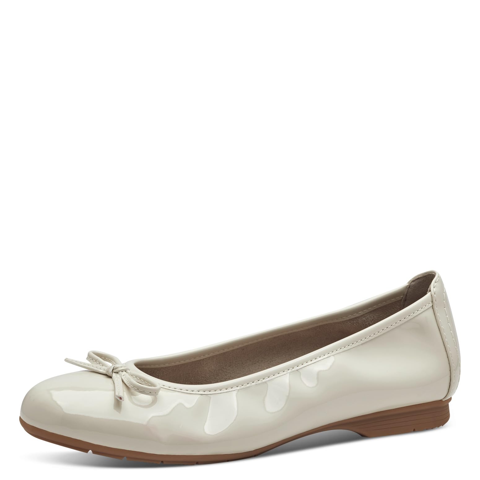 Jana Women’s Ballerinas with Bow Vegan, Beige Patent, 4 UK