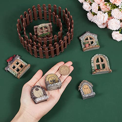 GORGECRAFT Miniature Fairy Garden Doors and Windows Resin Mini House Building Accessories Including Imitation Wood Door Window & Garden Fence for Micro Landscovere Decoration - Image 4