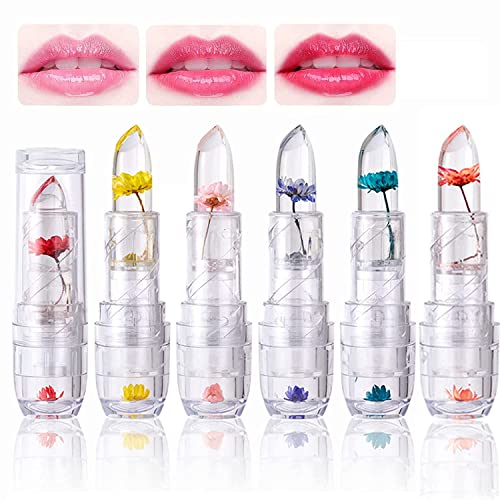 Lot de 6 rouges à lèvres en gelée de cristal transparent - Magic Mood&Temperature & PH changeant de couleur - Baume à lèvres nourrissant hydratant durable et soin des lèvres Cover
