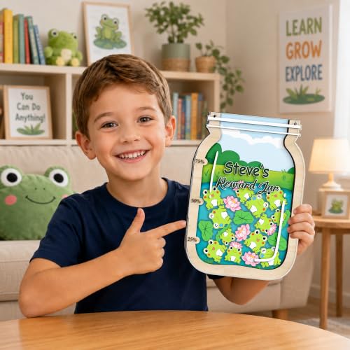 Image of Personalized Frog Magnetic Reward Jar for Kids, Potty Training Toddlers