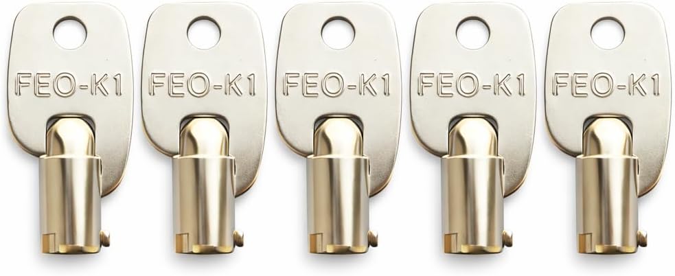 FEO-K1 Elevator Fire Service Key, 5 Pack, Recall Reset Function, 90° Clockwise Rotation, Compatible with for Elevators Installed to ASME 2007 Standards