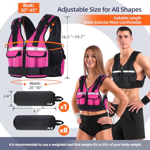 Image of Sportneer Adjustable Weighted Vest Weights: 2-18 lbs /2-42 lbs Washable Weight Vest for Walking 16 In 1 Fast Adjust Rucking Vest for Women and Men Home Gym Running Jogging Strength Training Vests