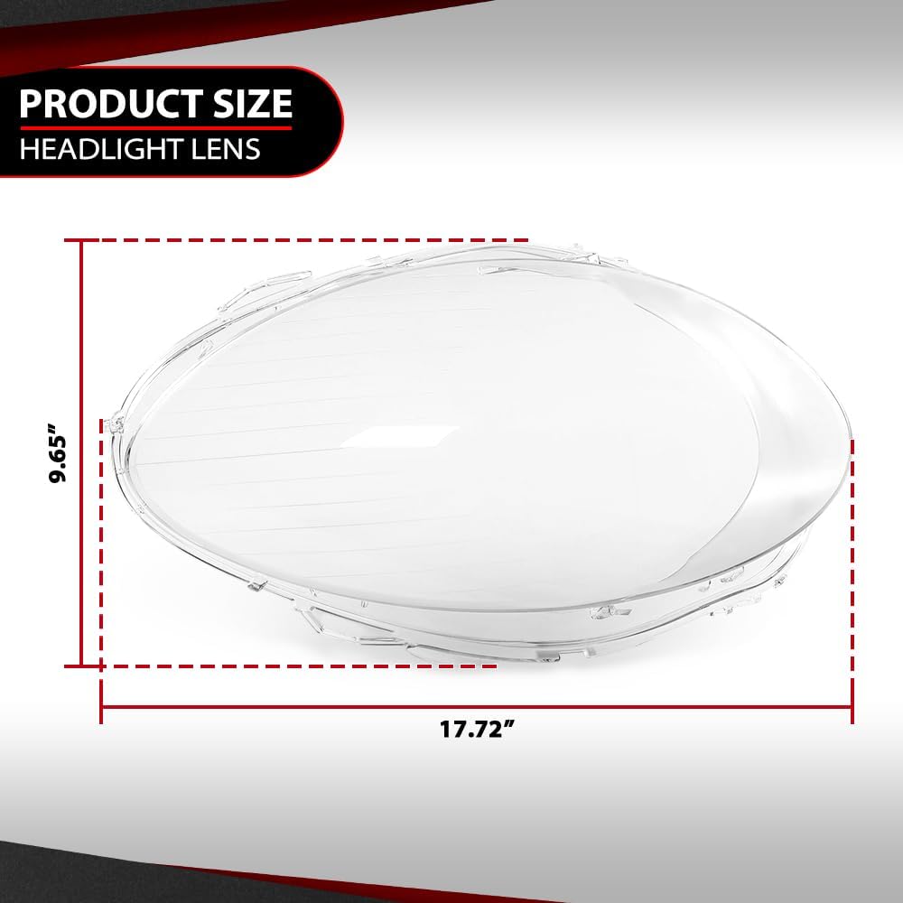 Headlight Lens Cover Pair 2PCS Compatible with Benz R Class W251 R320 R350 R500 R550 2006-2010 Clear