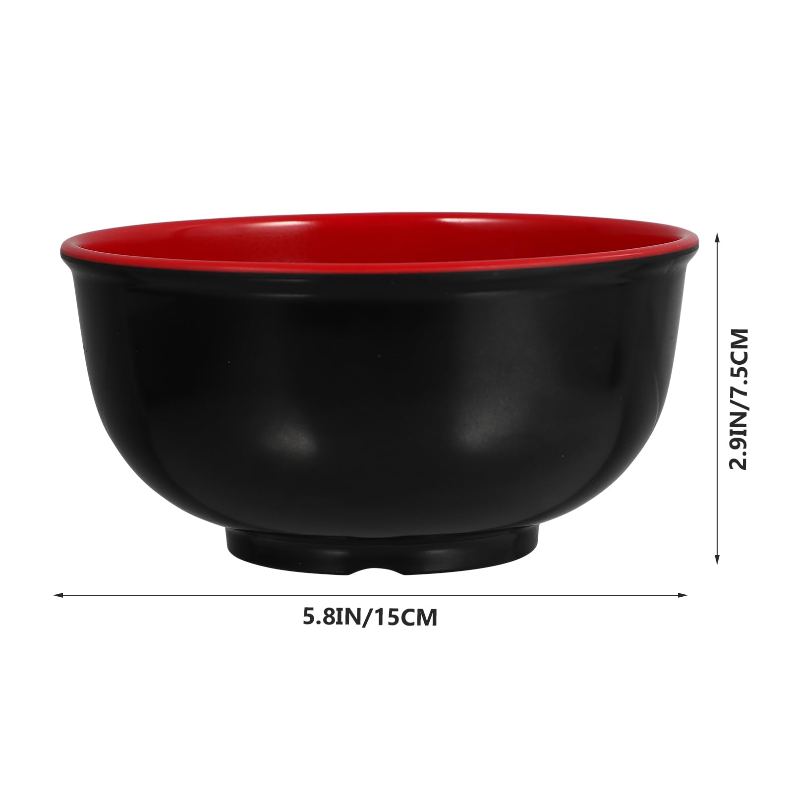 Hemoton 4 Stück Melamin Müslischalen, kleine Servierschüssel, 15,2 cm, unzerbrechliche große Müslischalen, Suppen-/Müslischalen für Suppe, Ramen, Müsli und mehr (Schwarz Rot)