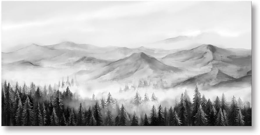 モノクロ風景写真 湖の静寂 A3サイズ 額・白マット付き モノクロ風景