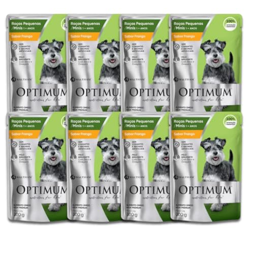 Kit 8 Sachê Optimum Cães Adulto Raças Pequenas Frango 100g