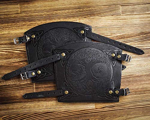 Leather Cuff Bracer - Best Unique Gift - LARP Gauntlet - Leather Wristbands - LARP Accessories Viking Bracers - Archery Armguard - Yggdrasil World Tree - Length 6" - Thumbnail 5