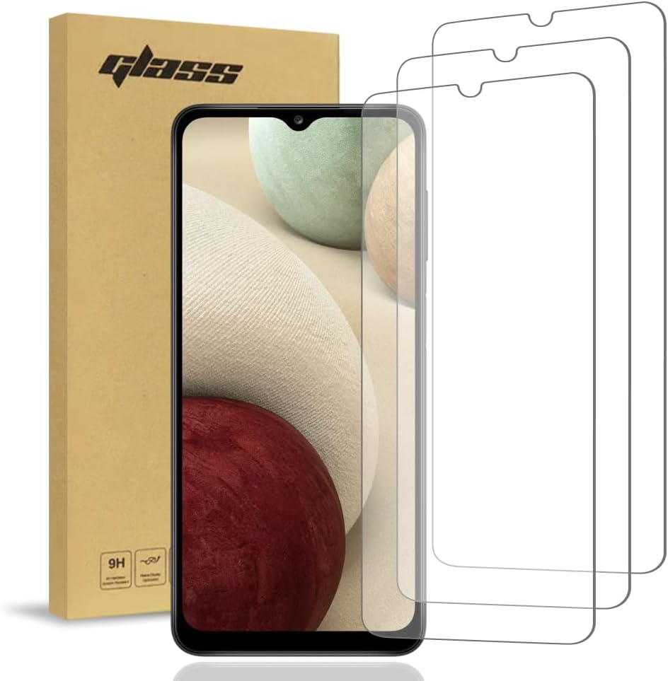 Rome Tech 3-Pack Tempered Glass Screen Protector for Samsung Galaxy A12 - Protective 9H Screen Saver Compatible With Phone Cases - for Galaxy A12 Tempered Glass - Clear