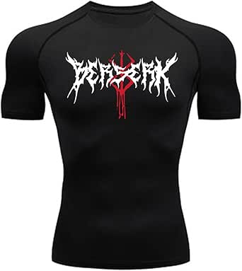 Fosike Berserk Manga T-Shirt Imprimé Manches Longues Séchage Rapide Vêtements Fitness Hommes Course À Pied Vêtements D'Entraînement, Collants De Basketball, Vêtements De Compression