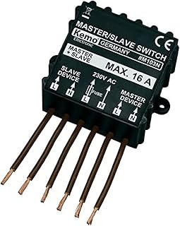 Kemo M103N Master / Slave Schalter 230 V/AC (400 V/AC). Schaltet bei Einschalten von Maschine, Lampe usw. andere Last aus. Überwachung von 1-phasigen oder 3-phasigen Maschinen, Schwarz