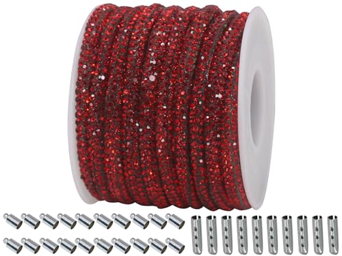 PAMIR TONG Rotes Strass-Glitzer-Seil, 6 Meter, 0,5 cm, glänzende Schnüre für Schuhe, Schmuckherstellung, DIY (rot 379)