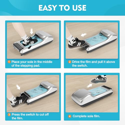 Automatic Shoe Film Machine with Shoe Film, 25.2 * 10.2 * 6.5 inch Shoe Cover Dispenser, Portable Automatic Shoe Cover Machine for Residential, Public Places