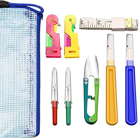 Seam Ripper 4 pcs Stitching Thread Unpicker Colorful Seam Rippers Thread Cutter Remover Tool with Trimming Scissor, Soft Tape Measure and Storage Bag for Sewing Needlework DIY Craft Cover