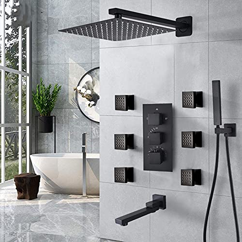 Robinetterie Thermostatique de Douche Anti Brûlure avec Grand Pommeau Effet Pluie