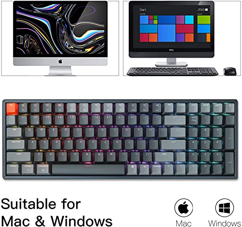 Keychron K4 Wireless Bluetooth/Usb Wired Gaming Mechanical Keyboard, Compact 100 Keys 96% Layout Rgb Led Backlit Gateron G Pro Red Switch N-Key Rollover, Aluminum Frame For Mac Windows, Version 2 #TOP5