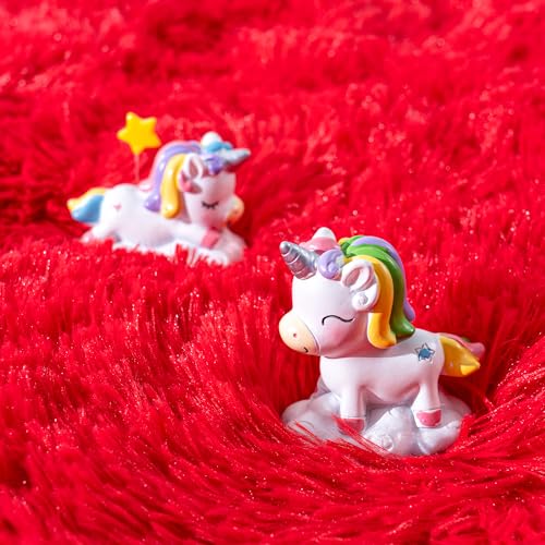 2x6 Fluffy Area Rug - Soft Shag Runner Rug for Bedroom - Non Slip Runner Living Room Rug Plush Carpet Runner Red