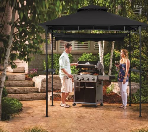 CHARMELEON-Dark-Grey-Grill-Gazebo-Double-Tiered-BBQ-Gazebo-5×8-Grill-CanopyOutdoor-BBQ-Canopy-Tent-with-Stretchable-Side-Awning CHARMELEON Dark Grey Grill Gazebo Double Tiered BBQ Gazebo 5×8 Grill CanopyOutdoor BBQ Canopy Tent with Stretchable Side Awning