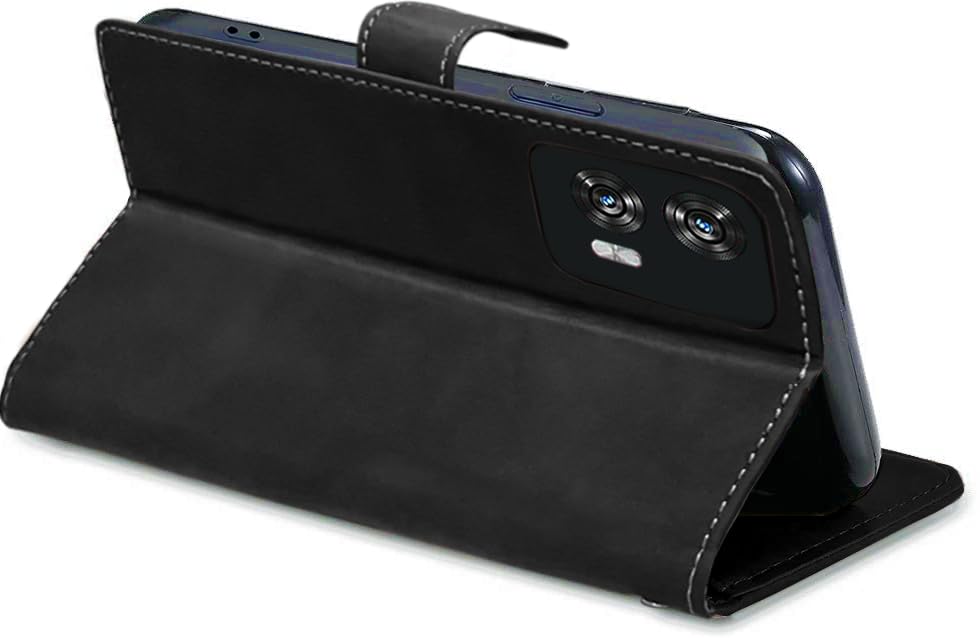 Image of Excelsior Flip Cover for Motorola Moto Edge 50 Fusion, Moto G85 5G | Premium PU Leather | Full Protection (Black)
