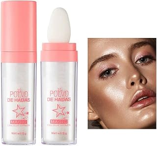 Weixinbuy Highlighter Powder Stick, Polvo De Hadas Glitter Patting Fairy Highlight Smooth Three-Dimensional Shimmer, Sparkly Natural for Face Body Eyes Collarbones Glow, 01# White, 9 g(Pack of 1)