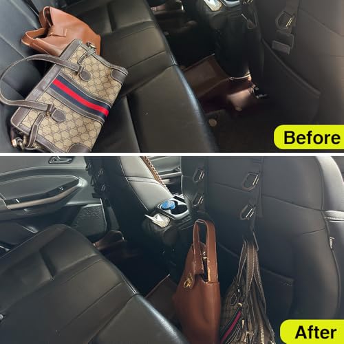 Image of Car Headrest Hooks, Backseat Storage Organizer Hangers, Universal Vehicle Seat Back Hooks, 4 Pack