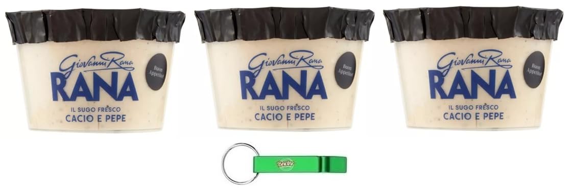 Giovanni Rana Sugo Fresco Cacio e Pepe, salsa de queso crema y salsa de pimienta, salsa pesto 150 g + llavero Beni Culinari gratuito