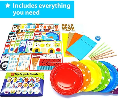 KRAFUN My First Safari Animal Paper Craft Kit, Include 18 DIY Arts and Crafts Zoo Animal, Organized Craft Activities Supplies Box Assembling Creative Toys for Toddlers, Boys, Girls Age 3-8 Years Old