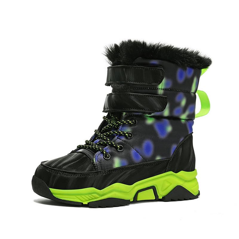 DHOVOR Boys Snow Boots Kids Winter Walking Boots Waterproof Warm Snow Shoes Non-Slip Hiking Boots (Little Kid/Big Kid)