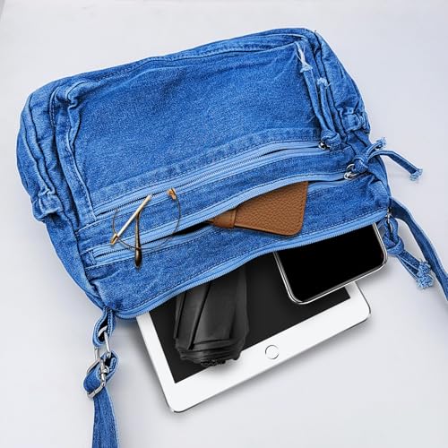 Bolso denim para mujer, gran capacidad, estilo tote miniatura 5
