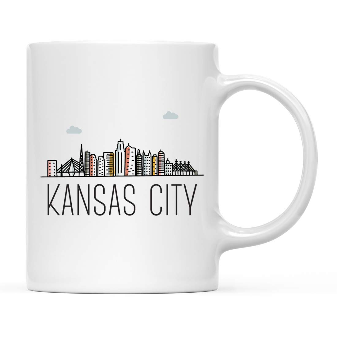 Andaz Press 11oz. Ceramic Coffee Mug Gift, Kansas City, Colorful City Skyline Graphic, 1-Pack, Christmas, Birthday Gift Ideas Family Coworker Him Her,