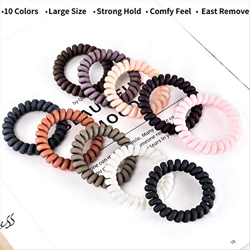 79Style 30Pcs Spiral Hair Ties No Crease Traceless Phone Cord Matte Ponytail Holder Coil Scrunchies Plastic Hair Coils For Women Girls (Matte10 Color-Large Size) #TOP1