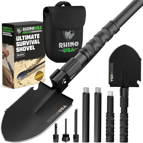 Rhino USA Survival Shovel with Pick...