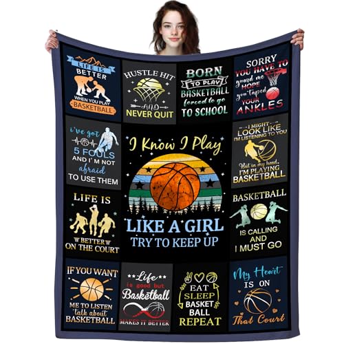 Norkobay Basketball Blanket Basketball Gifts for Boys Girls Teens,Cool Basketball Stuff Accessories,Best Basketball Coach Team Gifts for Basketball Lover Basketball Players 50