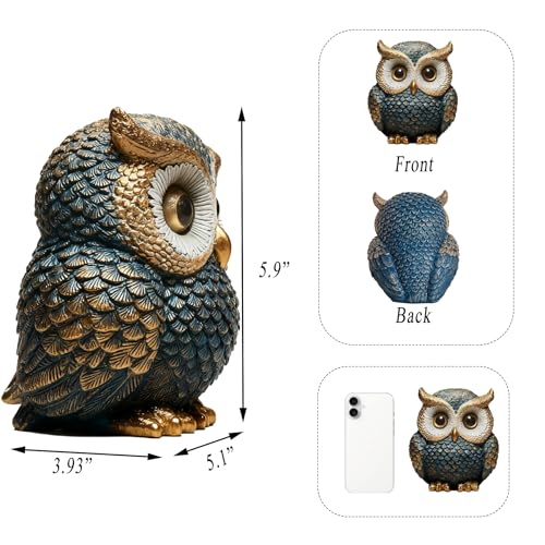 Figura Decorativa Búho Azul de Resina 4 pulgadas miniatura 6