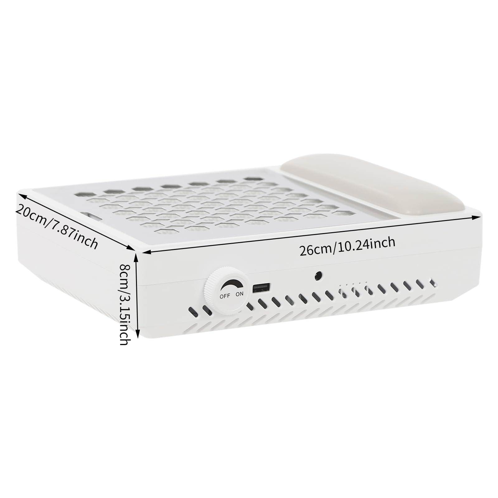 Aspirador de uñas profesional de 56 W, 4200 rpm, soporte de mano, PU (blanco)