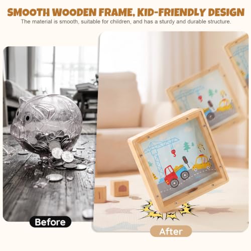 Image of MHJY Wooden Piggy Bank for Kids Personalizable DIY Coin Bank for Girls Boys