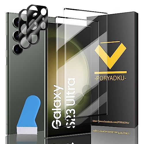 2 Stück für Samsung Galaxy S23 Ultra Panzer Schutz Glas Folie, 2 Stück Linsenfolie Schutz, Fingerabdruck-ID Unterstützen, 9H Härte, HD Displayfolie