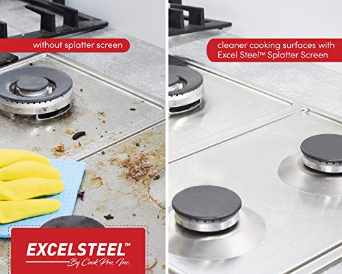 Excelsteel 13" Silicone Splatter Screen W/Non-Slip Grip, Red #TOP5