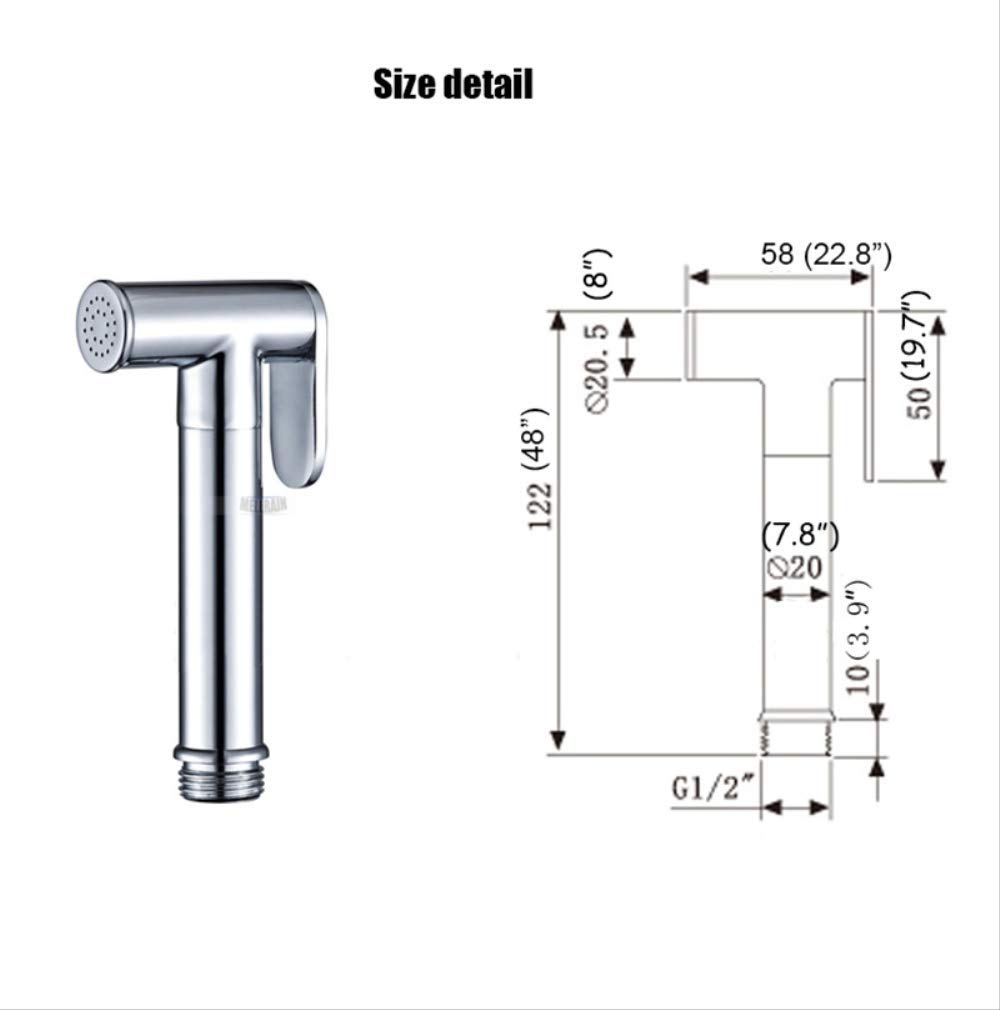 Kit spruzzatore per Bidet Manuale per WC Ottone Cromato Rubinetto per Bidet da Bagno Soffione Doccia con Tubo Flessibile, Adattatore a T e Supporto B (B)