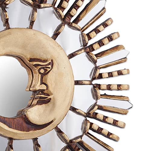 Novica Handmade Wood Wall Mirror With Moon Theme And Bronze Leaf Metallic Woodglassbronze Peru Decor Mirrors Sun Bohemian 'Cuzco Moonlight' #TOP1