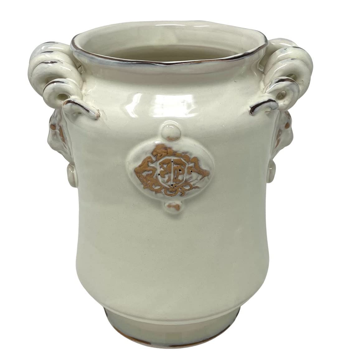 CERAMICHE D'ARTE PARRINI- Italian Ceramic Utensil Holder Wine Bottle Hand Painted Made in ITALY Pattern White Rustic Shabby Tuscan Art Pottery