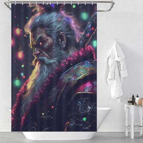 Rideau de douche samouraï coloré en tissu lavable 122x183cm pour salle de bain - 2
