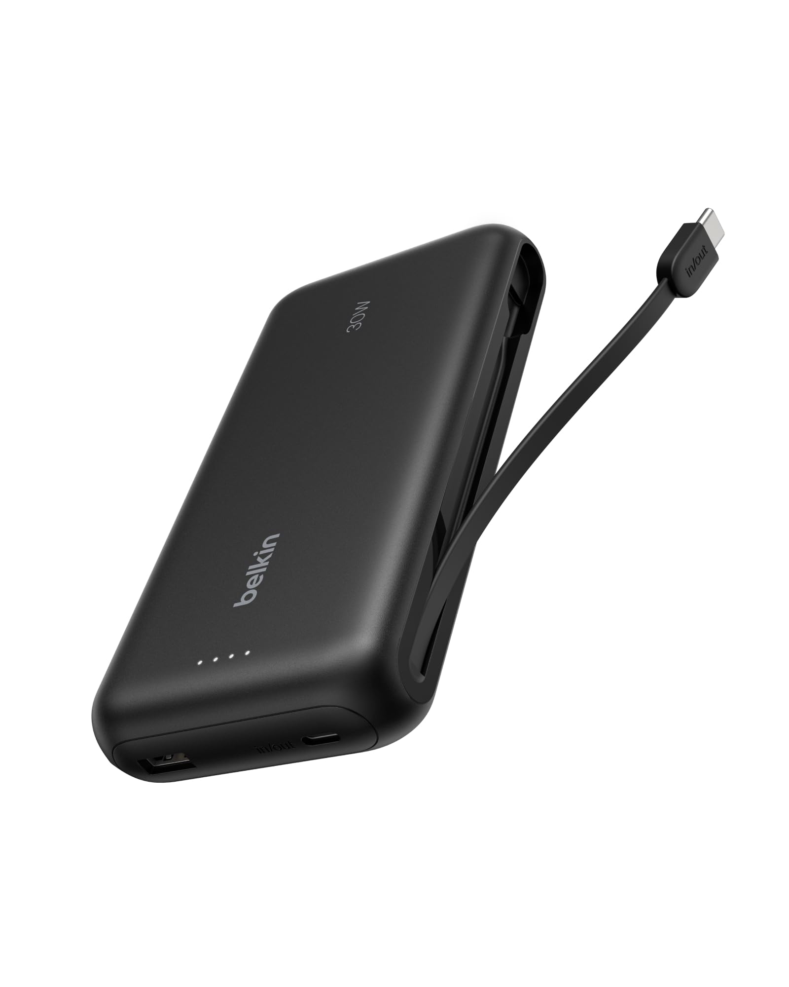 Belkin Gaming Power Bank 30W with Integrated USB-C Cable 20,000mAh - Fast Charging USB-C PD, Portable Charger for Nintendo Switch 2, iPhone 16, iPad Pro, Galaxy S25, & More - Black