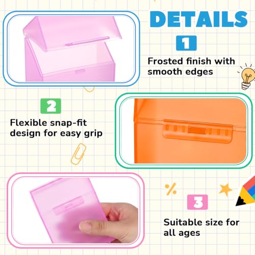 Image of Clabby 2 Pcs Clear Plastic Crayon Boxes Hold 24 Count, Pink,Orange