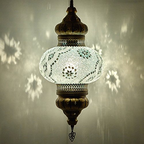 (Choose from 12 Designs) Turkish Moroccan Mosaic Glass Chandelier Lights Hanging Ceiling Lamps (Large - 4) (Large-4)