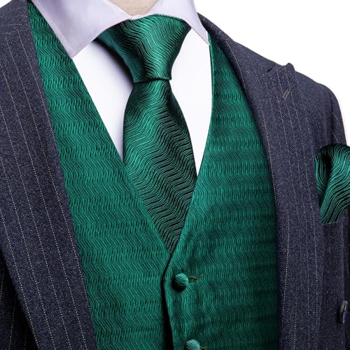 Image of Barry.Wang Men's Suit Vest Formal /Leisure Paisley Jacquard Silk Tie Pocket Square Waistcoat Set Wedding 5PCS