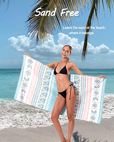 Abinise Beach Towel, Microfiber Beach Towels, 32”X62”For Kids,Men,Women,Girls,Boys, Oversized, Quick Dry,Sand Proof, Beach Blanket,Towel For The Swimming, Sports (Boho Blue) #TOP3